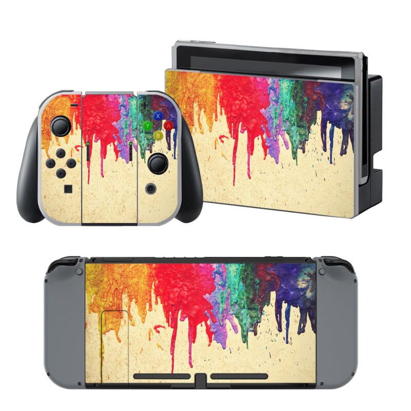 Rainbow Paint Splatter Decal Cover For Nintendo Switch & Nintendo Switch OLED