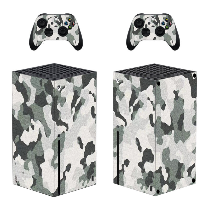 Camouflage Grey Tan And Black Multi Terrain Pattern Skin Sticker For Xbox Series X And Controllers