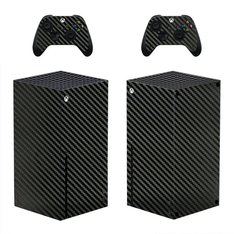 Black And Gray Color Carbon Film Skin Sticker For Xbox Series X And Controllers