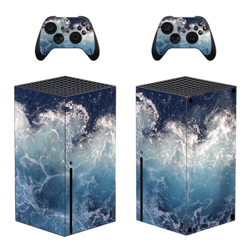 Blue Sea Waves Art Skin Sticker For Xbox Series X And Controllers