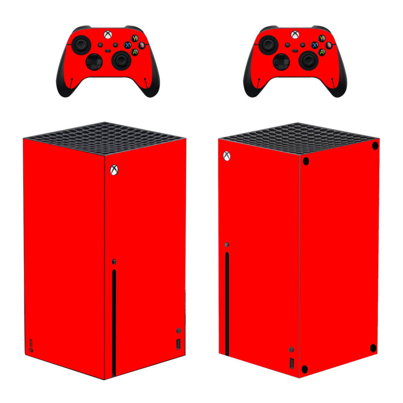 Red Color Skin Sticker For Xbox Series X And Controllers Design 1