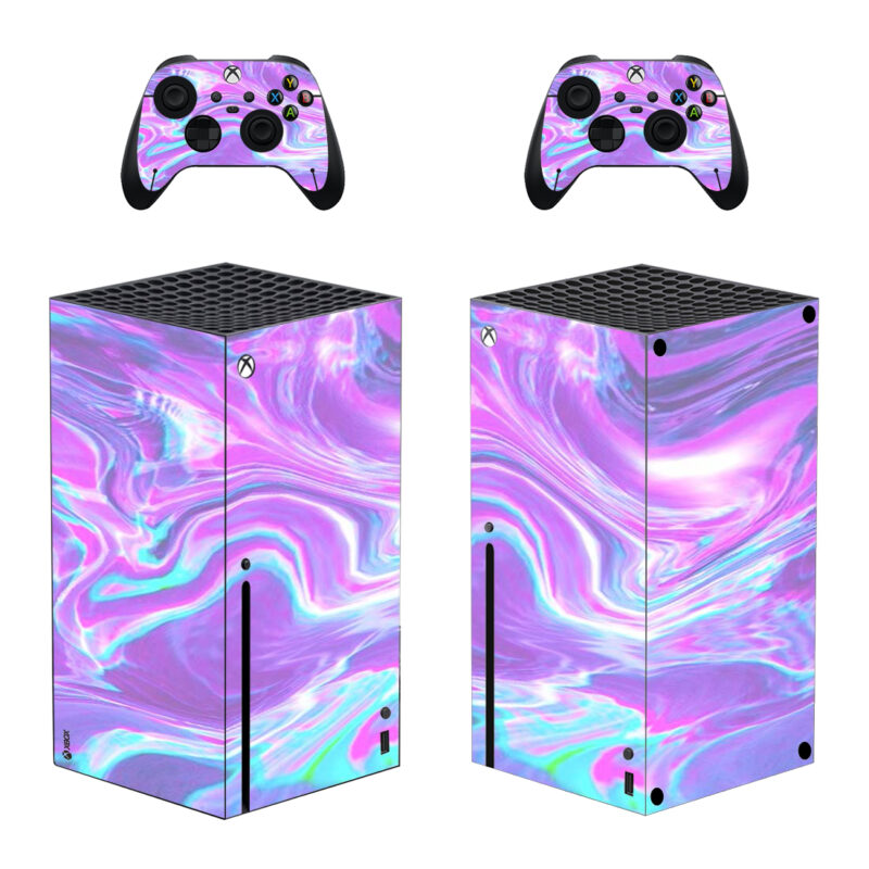 Purple Holographic Texture Skin Sticker For Xbox Series X And Controllers