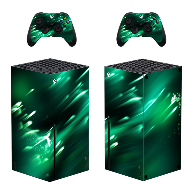 Green Fluorescent Splash Effect Skin Sticker For Xbox Series X And Controllers