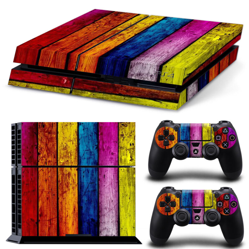 HD Colorful Wood Pattern PS4 Skin Sticker