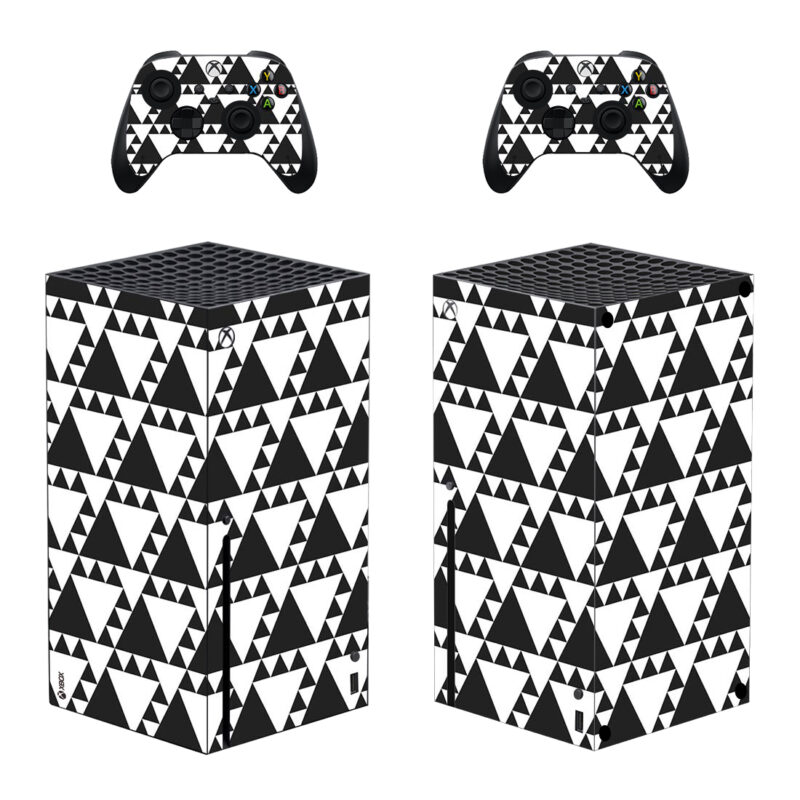 Geometric Black And White Triangle Pattern Skin Sticker For Xbox Series X And Controllers