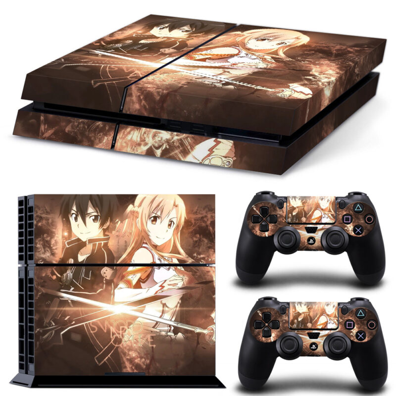 Kirito And Asuna Sword Art Skin Sticker For PS4 And Controllers