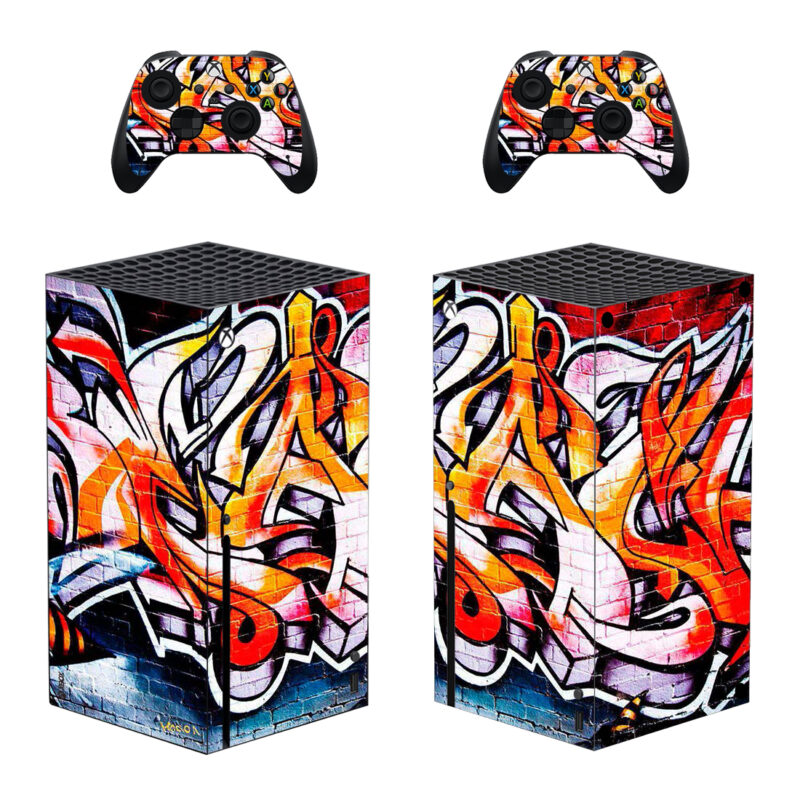 Orange Abstract Street Art Skin Sticker For Xbox Series X And Controllers