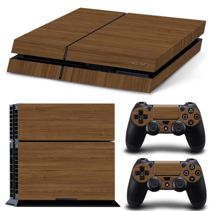 Wooden Texture Skin Sticker For PS4 And Controllers Design 1