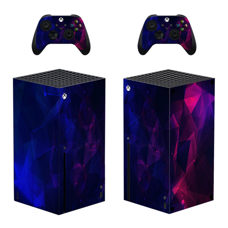 Abstract Dark Blue And Pink Gradient Futuristic Skin Sticker For Xbox Series X And Controllers