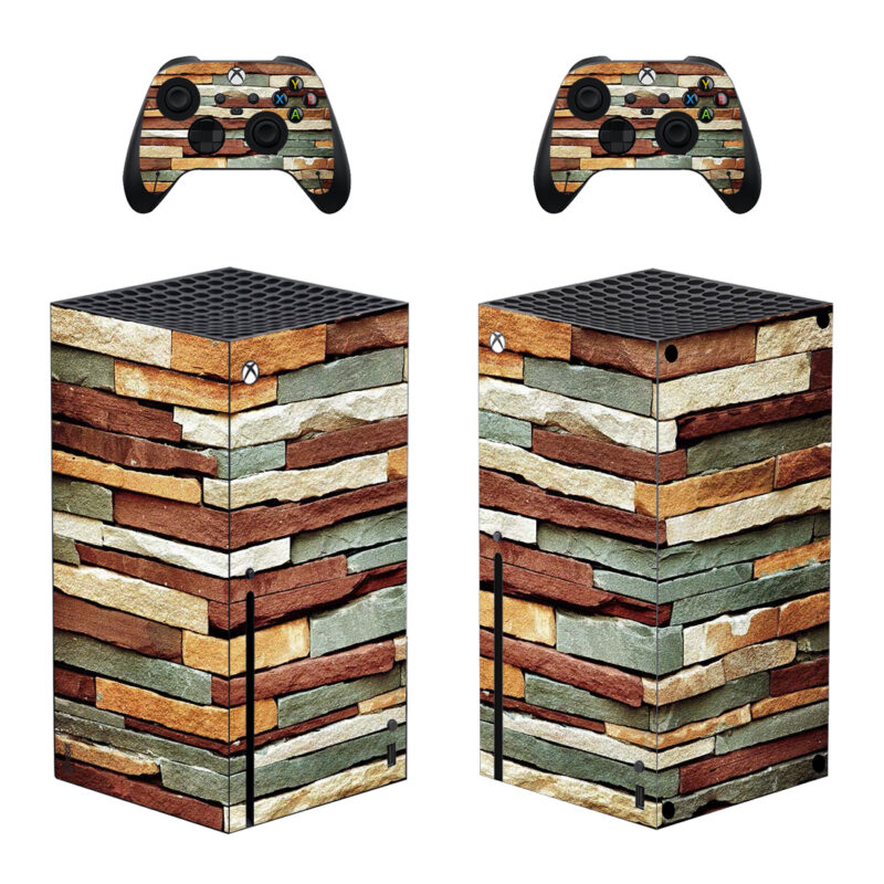 Multicolor Brick Plank Skin Sticker For Xbox Series X And Controllers