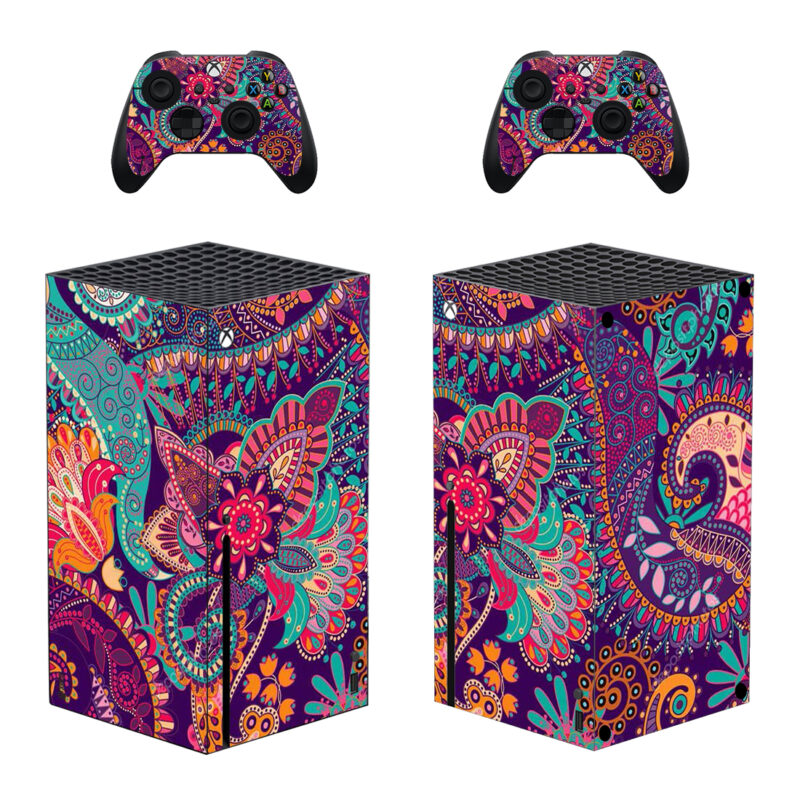 Colorful Paisley Seamless Pattern Illustration Skin Sticker For Xbox Series X And Controllers