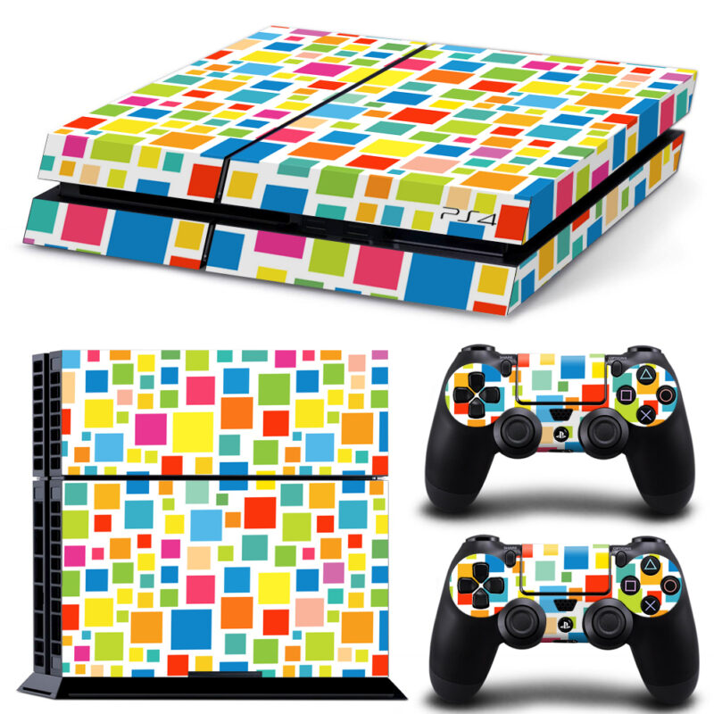 Colorful Square Pattern Skin Sticker For PS4 And Controllers