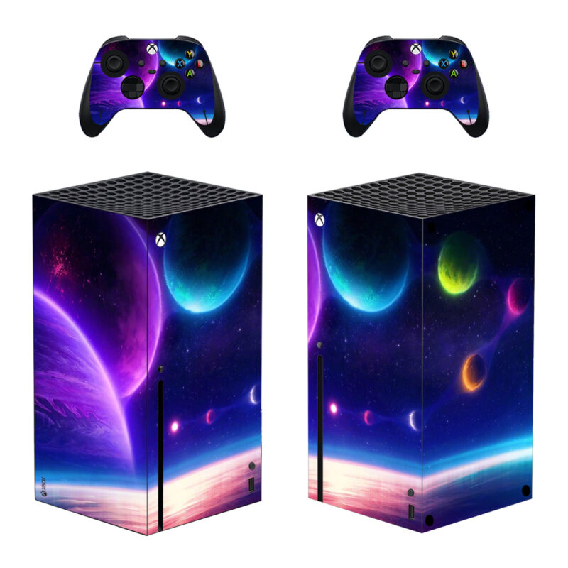 Colorful Galaxy Vector Pattern Skin Sticker For Xbox Series X And Controllers