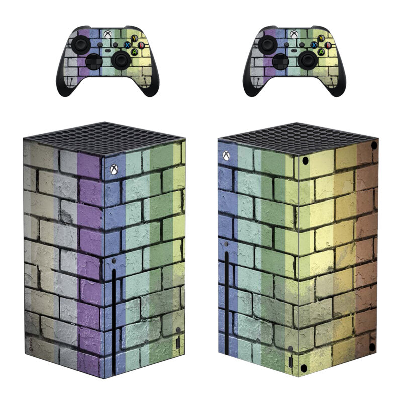 Rainbow Brick Pattern Skin Sticker For Xbox Series X And Controllers