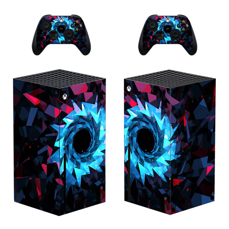 Fractal Art Geometry Spiral Graphic Design Pattern Skin Sticker For Xbox Series X And Controllers