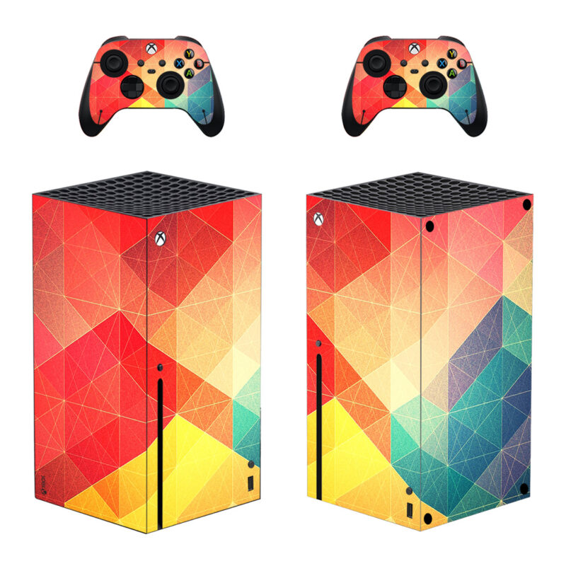 Rainbow Color Triangle Abstract Art Skin Sticker For Xbox Series X And Controllers