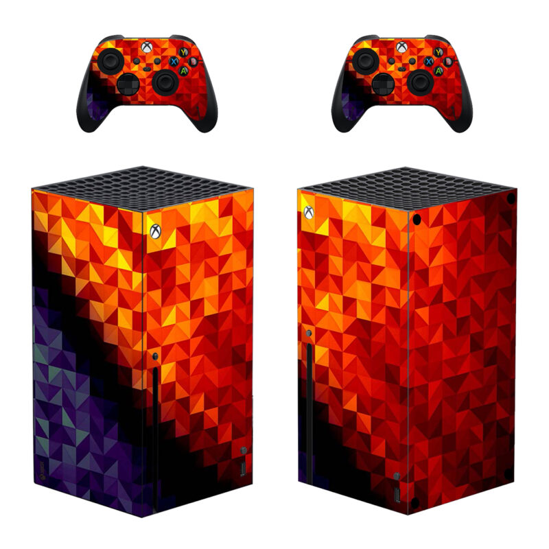 Abstract Orange And Black Polygon Pattern Skin Sticker For Xbox Series X And Controllers