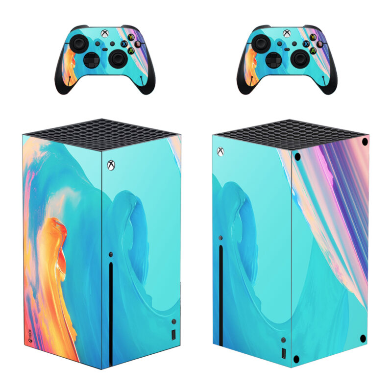 Colorful Wave Painting Abstract Art Design Skin Sticker For Xbox Series X And Controllers