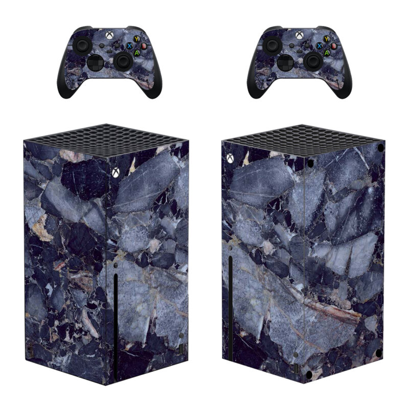 Textured Grey Marble Stone With White Streaks Skin Sticker For Xbox Series X And Controllers