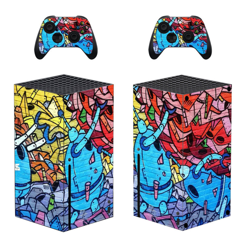 Colorful Robots Graffiti Pattern Skin Sticker For Xbox Series X And Controllers