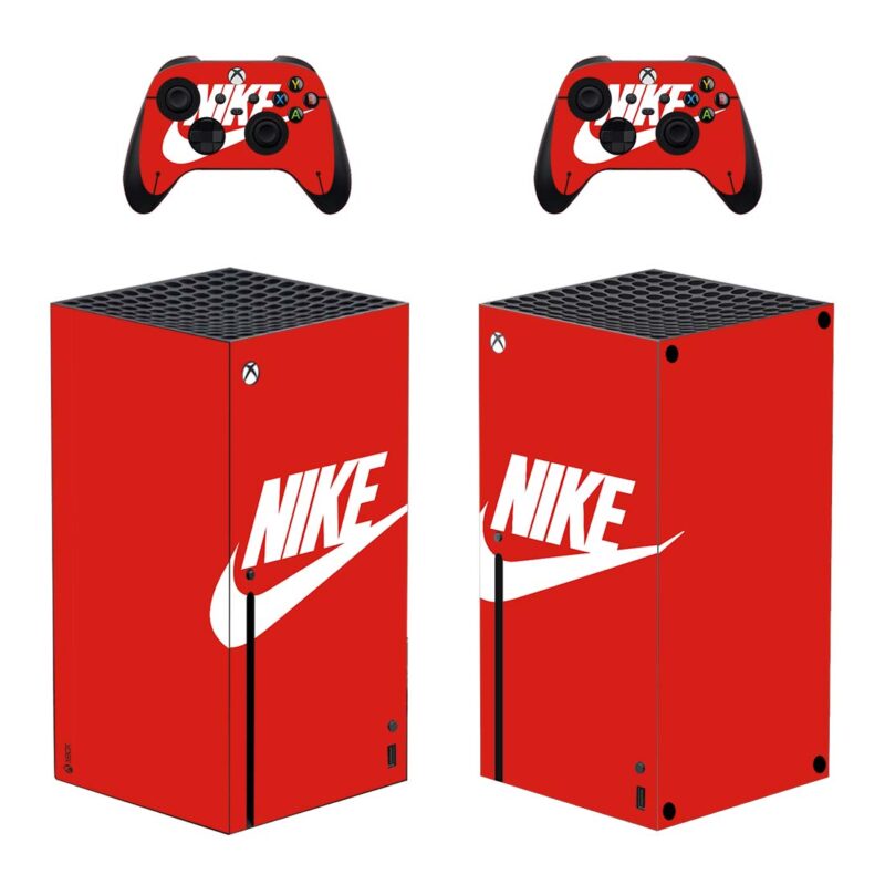 Red And White Nike Skin Sticker For Xbox Series X And Controllers