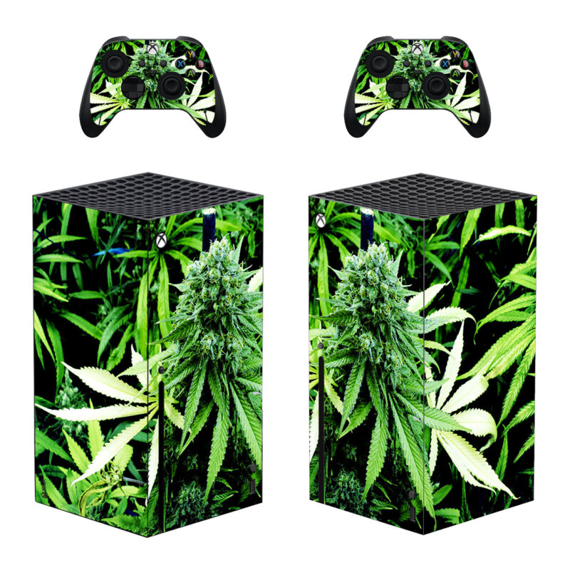 Marijuana Leaves Texture Skin Sticker For Xbox Series X And Controllers