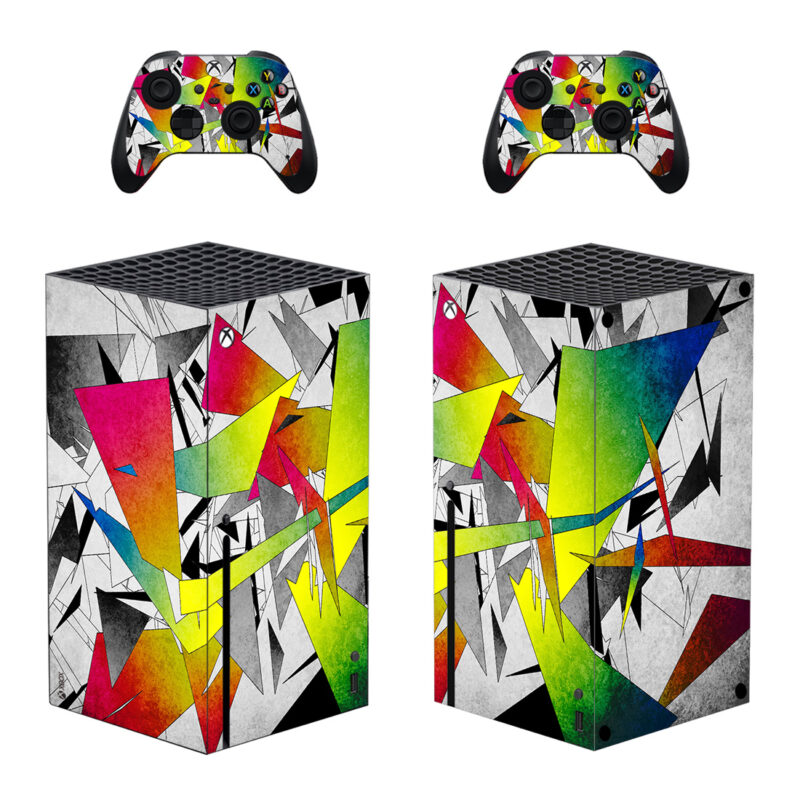 Collage Of Colorful Abstract Composition Skin Sticker For Xbox Series X And Controllers