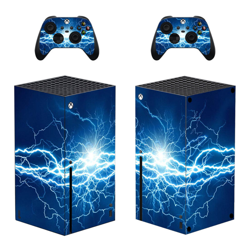 Blue Lightning Thunder Skin Sticker For Xbox Series X And Controllers