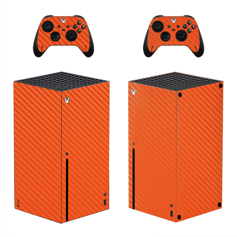 Orange Color Carbon Film Skin Sticker For Xbox Series X And Controllers