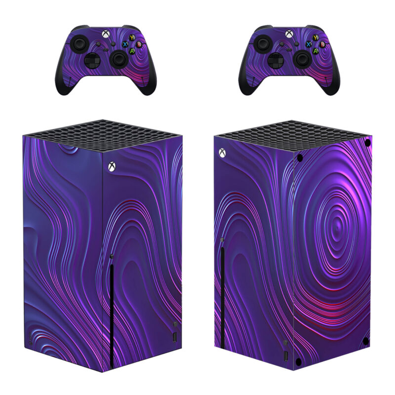 Purple Abstract Fractal Lines Digital Art Skin Sticker For Xbox Series X And Controllers