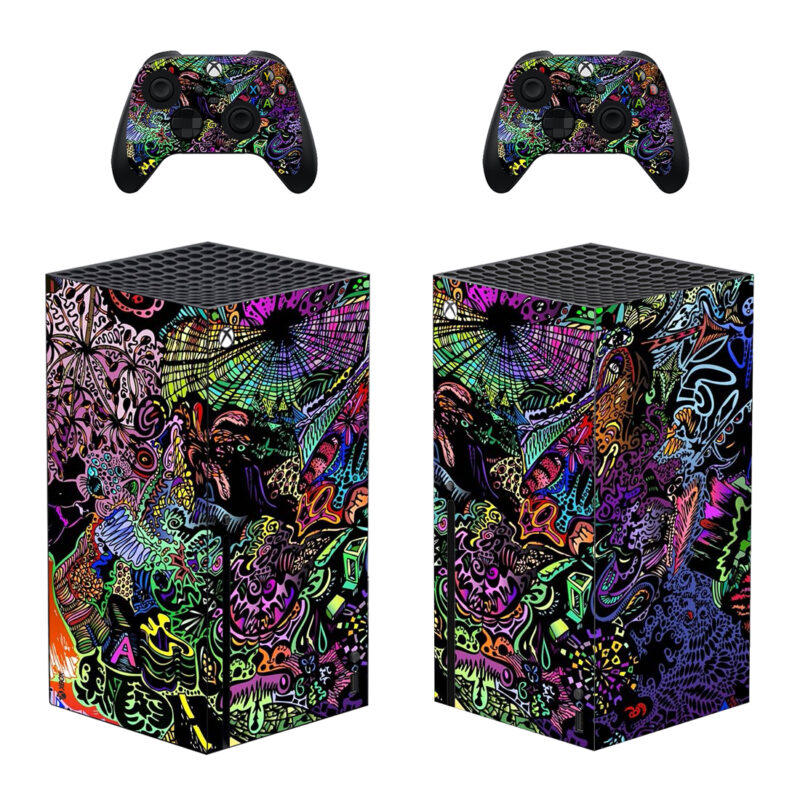 Vintage Trippy Retro Aesthetic Pattern Skin Sticker For Xbox Series X And Controllers