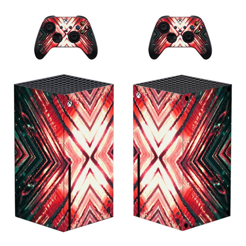 Abstract Red Symmetric Light Source Skin Sticker For Xbox Series X And Controllers