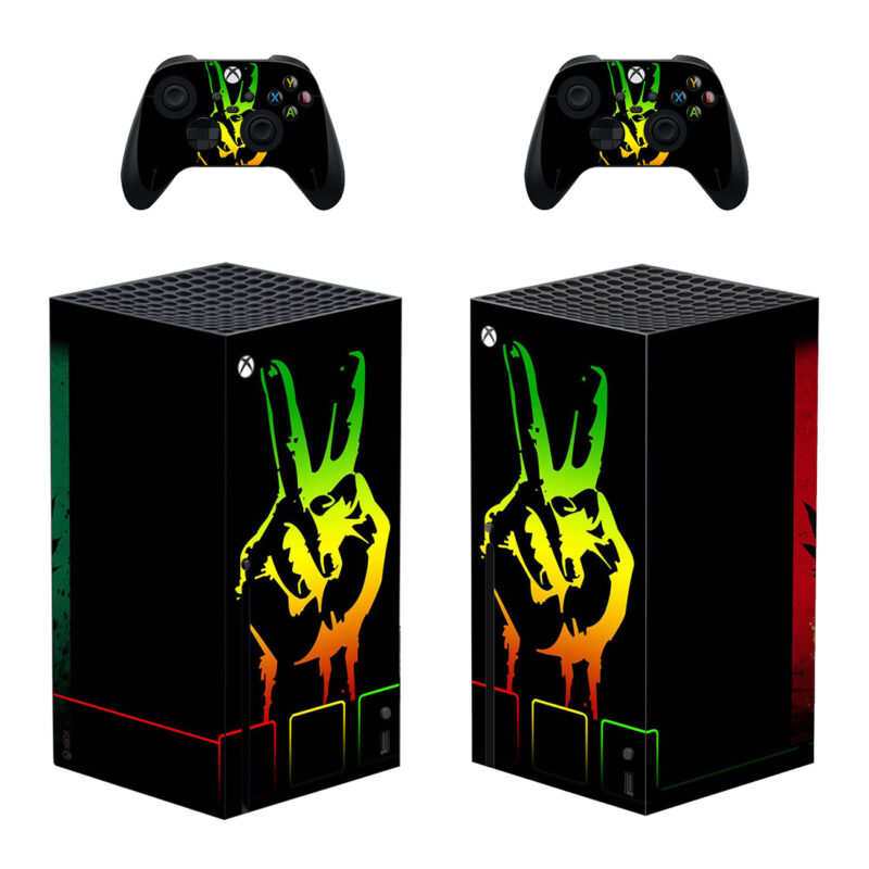 Rastafari Reggae V Neon Sign Skin Sticker For Xbox Series X And Controllers