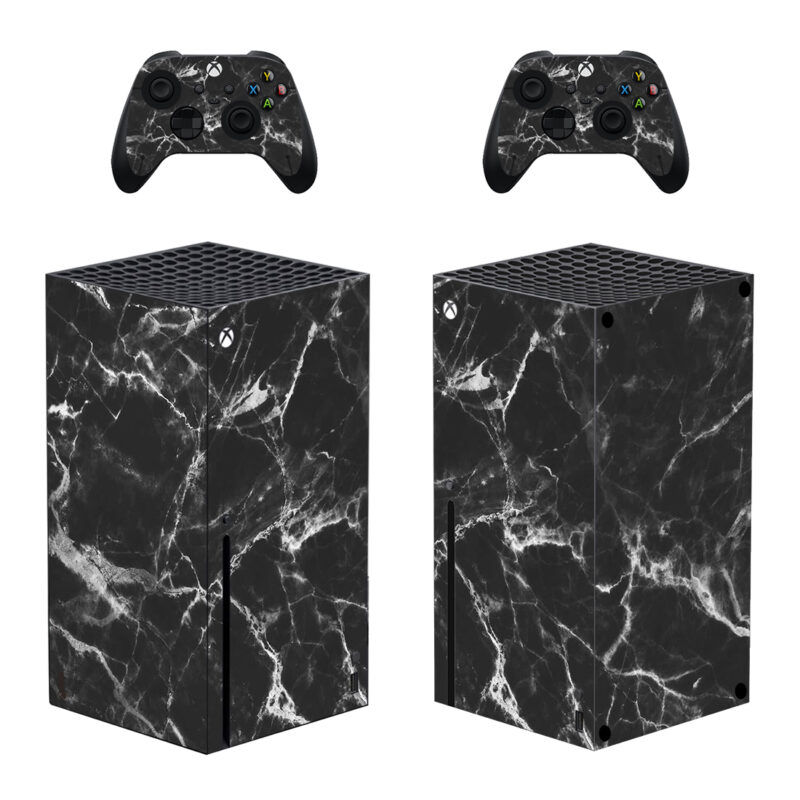Black Abstract Marble Lines Texture Skin Sticker For Xbox Series X And Controllers