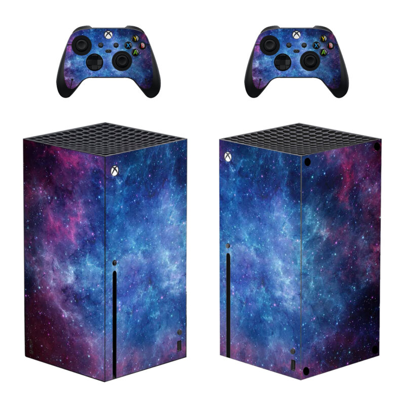 Abstract Purple Nebula Galaxy Skin Sticker For Xbox Series X And Controllers