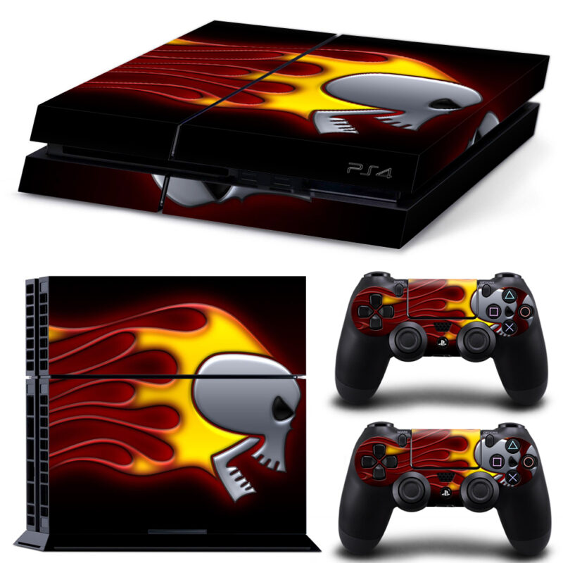 Flaming Skull Skin Sticker For PS4 And Controllers