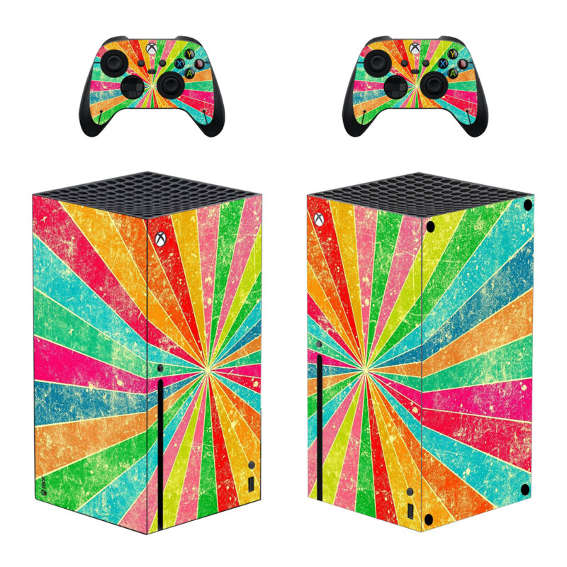 Colorful Stripes Rainbow Rays Skin Sticker For Xbox Series X And Controllers