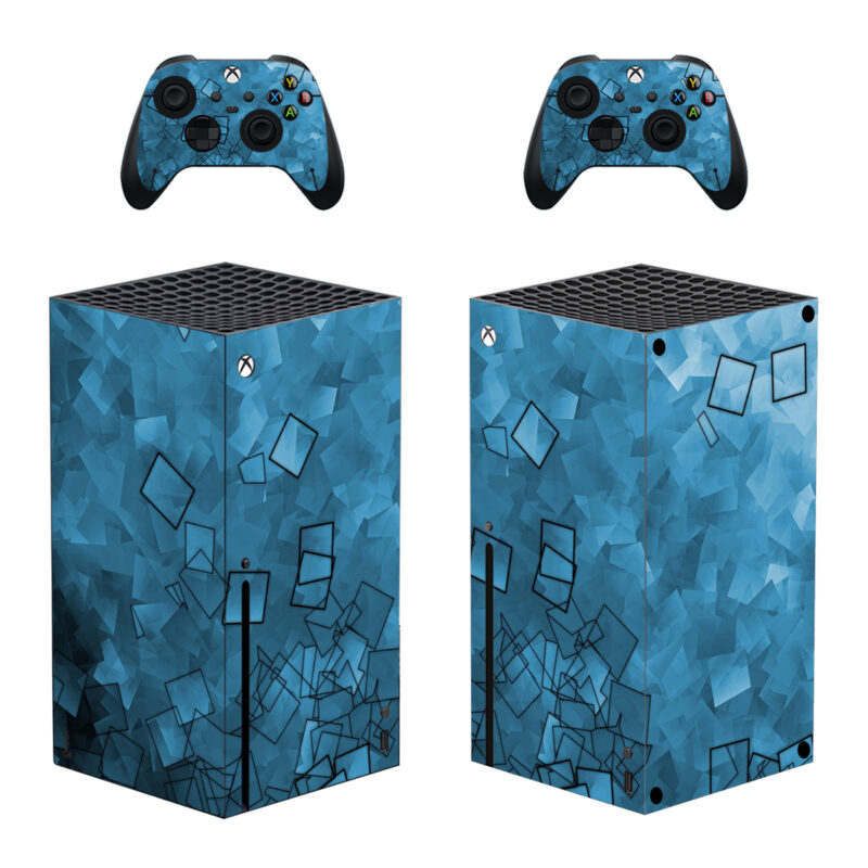 Abstract Blue Square Digital Art Skin Sticker For Xbox Series X And Controllers