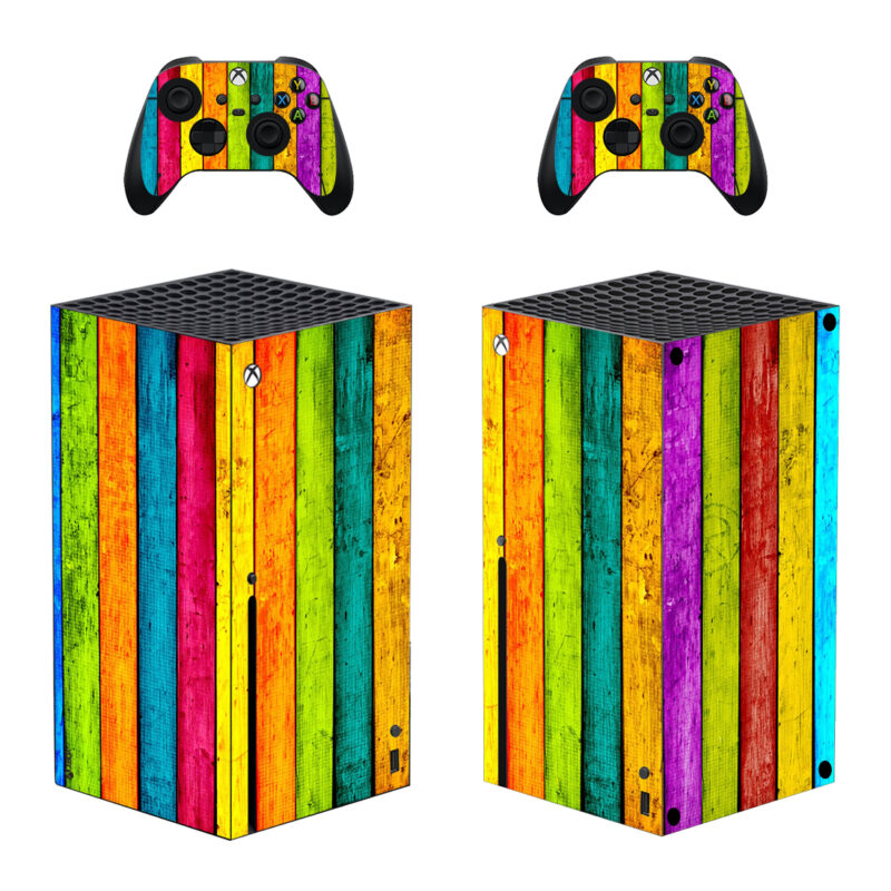 Multi Colored Wooden Plank Texture Skin Sticker For Xbox Series X And Controllers