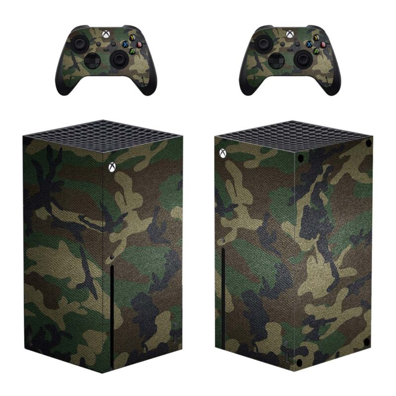 Brown And Green Camouflage Army Pattern Skin Sticker For Xbox Series X And Controllers