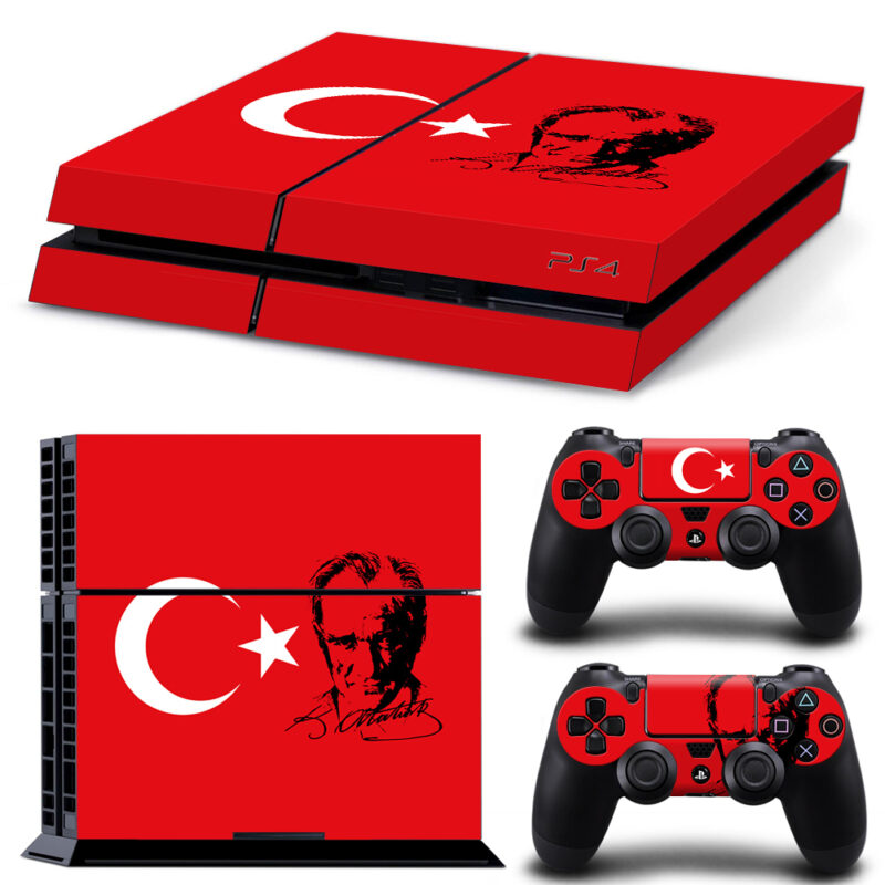 Turkish Flag With Signature Of Mustafa Kemal Ataturk PS4 Skin Sticker