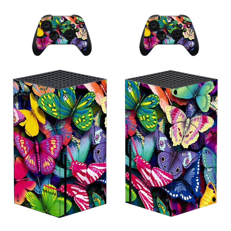 Rainbow Color Butterfly Painting Skin Sticker For Xbox Series X And Controllers