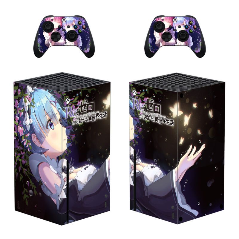 Re: Zero Two Rem With Butterflies And Flowers Skin Sticker For Xbox Series X And Controllers