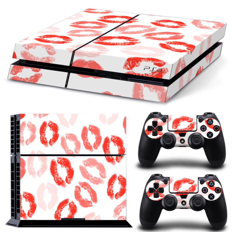 Lipstick Kiss Print Pattern PS4 Skin Sticker Design 1