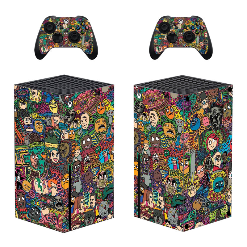 Colorful Meme Faces Pattern Skin Sticker For Xbox Series X And Controllers