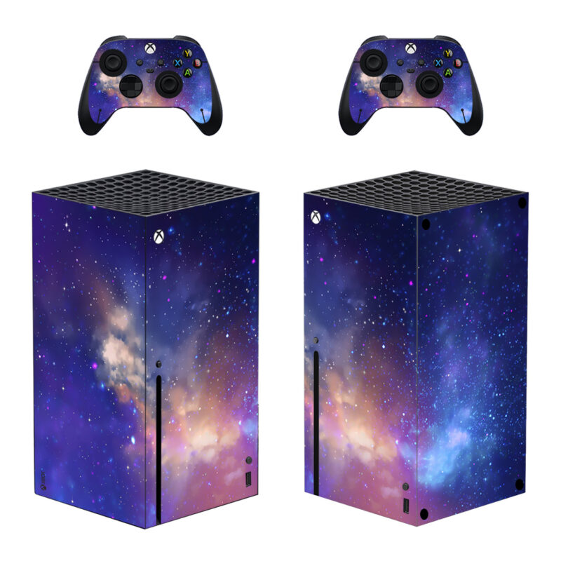 Colourful Nebula Space With Stars Skin Sticker For Xbox Series X And Controllers