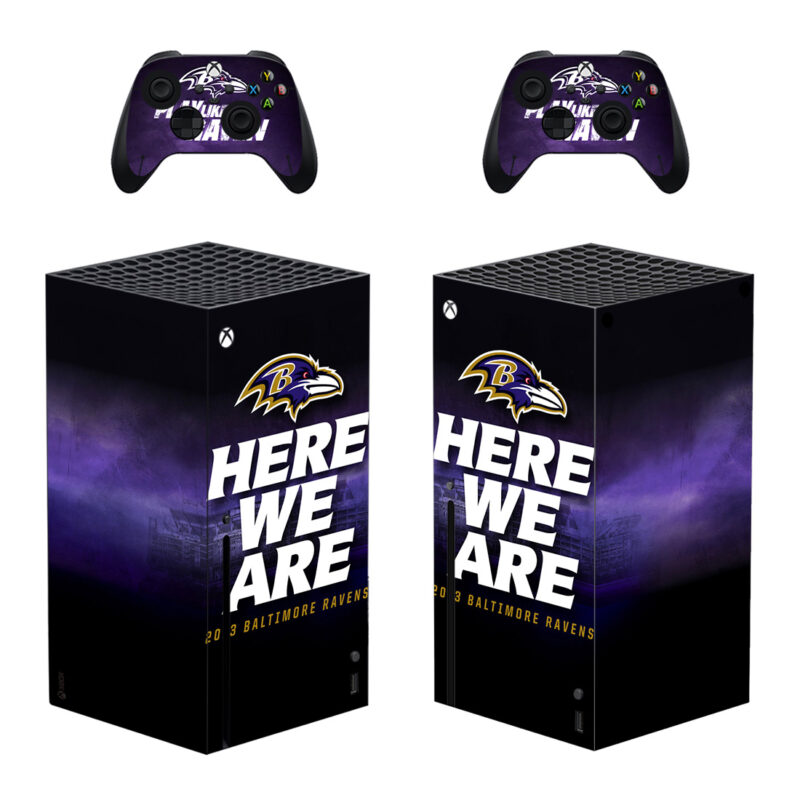 Baltimore Ravens Here We Are Theme Skin Sticker For Xbox Series X And Controllers