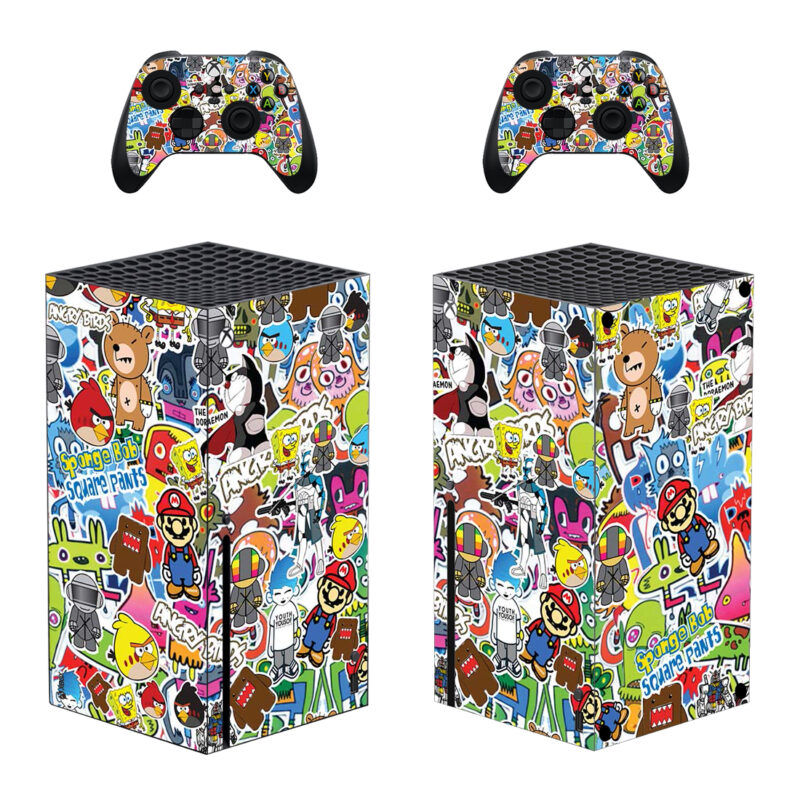 Old Cartoon Collage Art Skin Sticker For Xbox Series X And Controllers