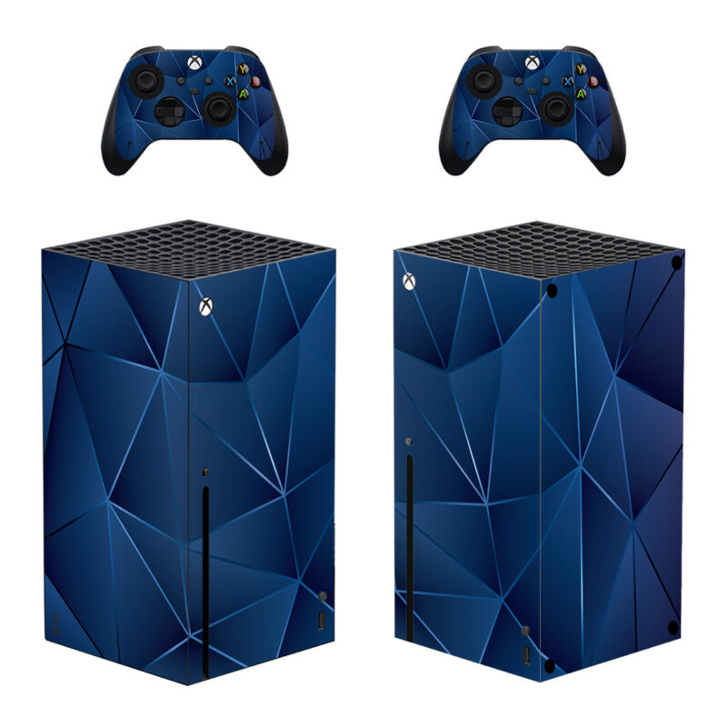 Geometric Blue Surface Triangles Digital Skin Sticker For Xbox Series X And Controllers