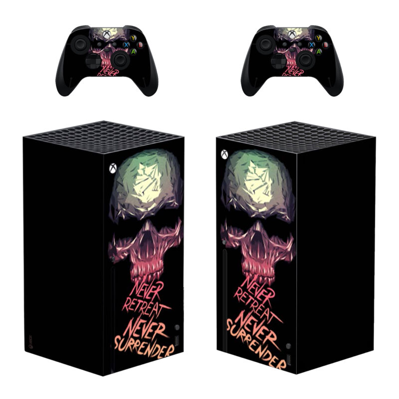 Skull With Never Retreat Never Surrender Quotes Skin Sticker For Xbox Series X And Controllers